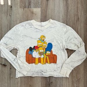 The Simpson’s Marbled Cream crop long sleeved tee